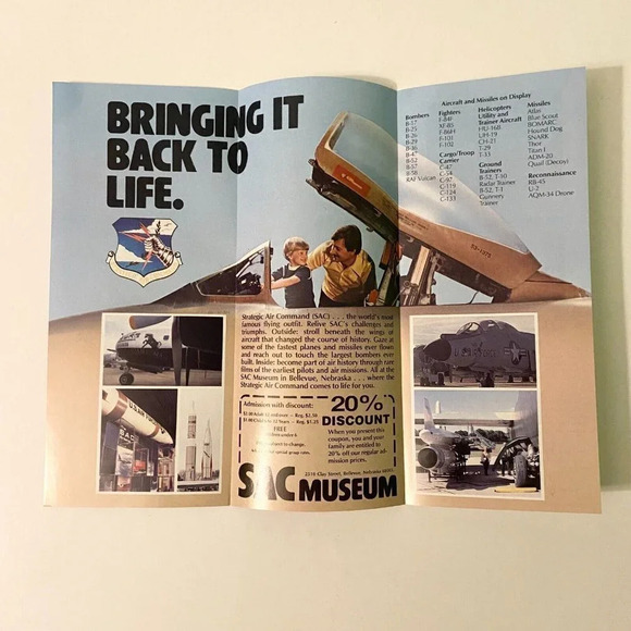 Vintage The Strategic Air Command Museum Sac Museum Nebraska Brochure  Pamphlet - Picture 5 of 13